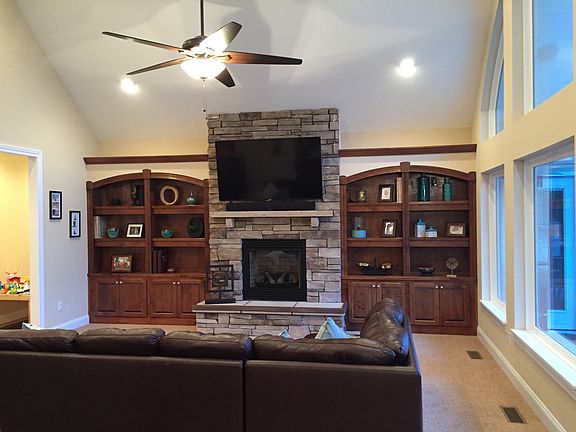 family room with build-ins