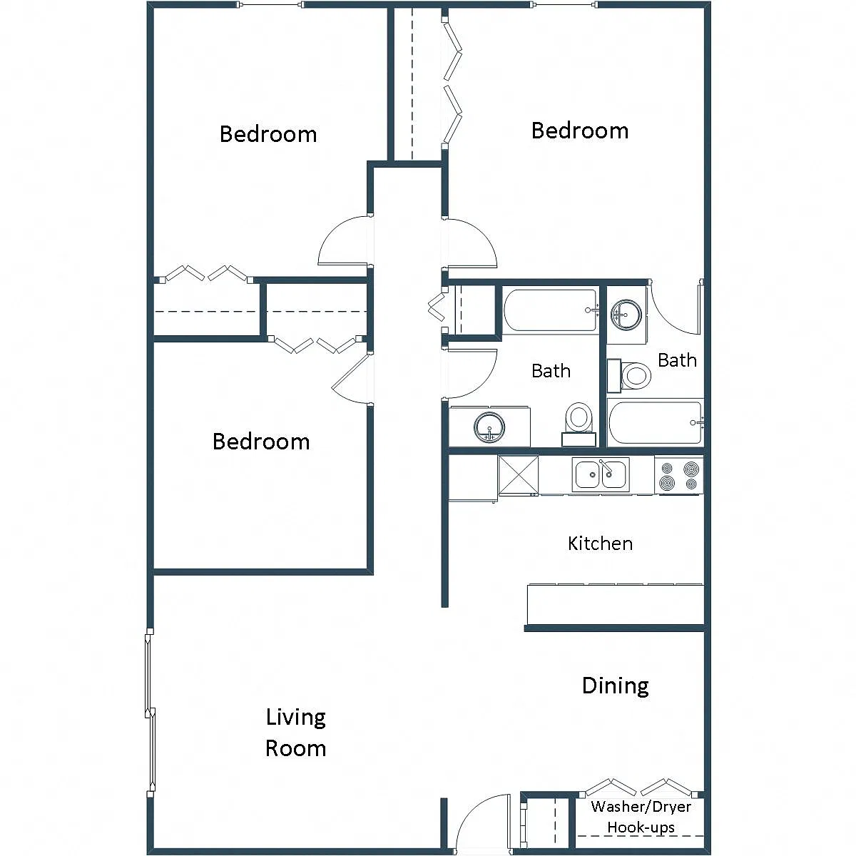 Floor plan Three Bedroom 32A