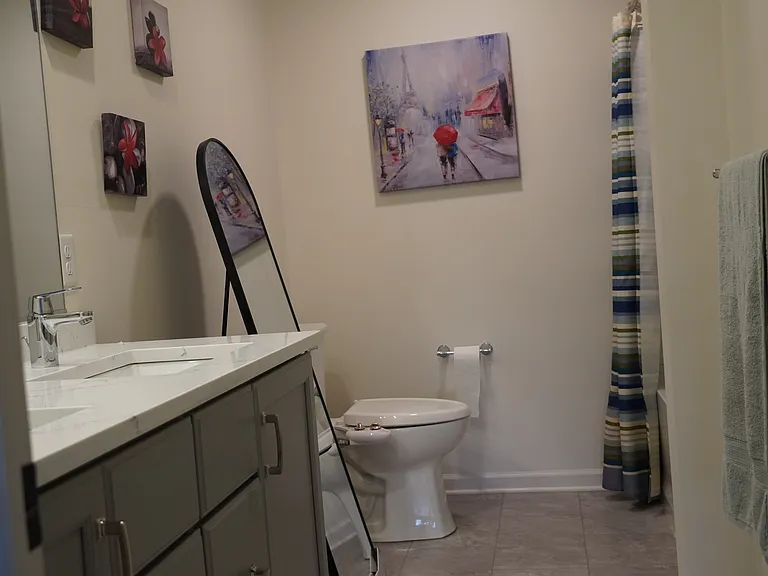 Full bath with two sinks