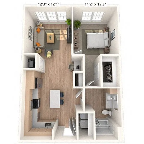Floor plan A2.2 1x1 739 SF