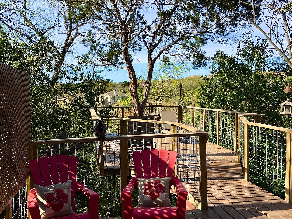 Amazing deck up in the trees with beautiful hill country view