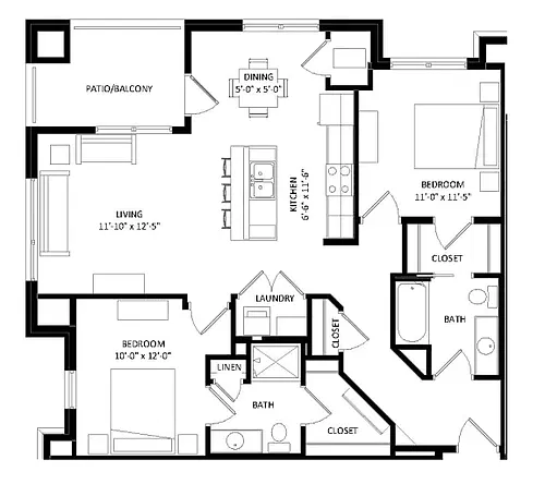 Floor plan 2 Bedroom D