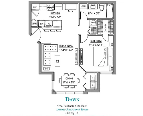 Floor plan 1 Bed 1 Bath