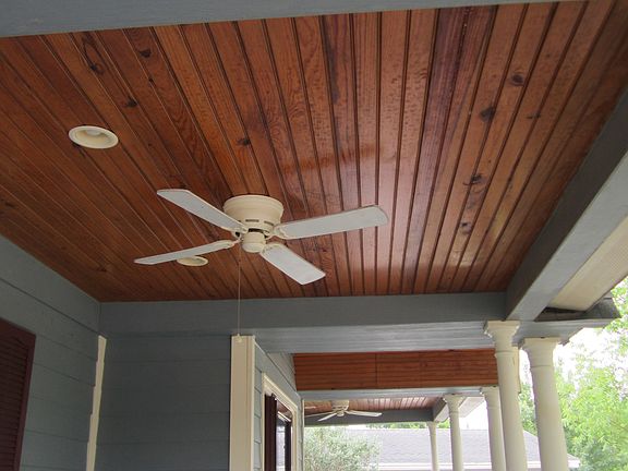 Bead board ceiling and fans