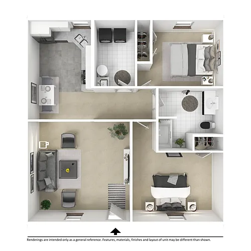 Floor plan ET 2 bed 1 bath