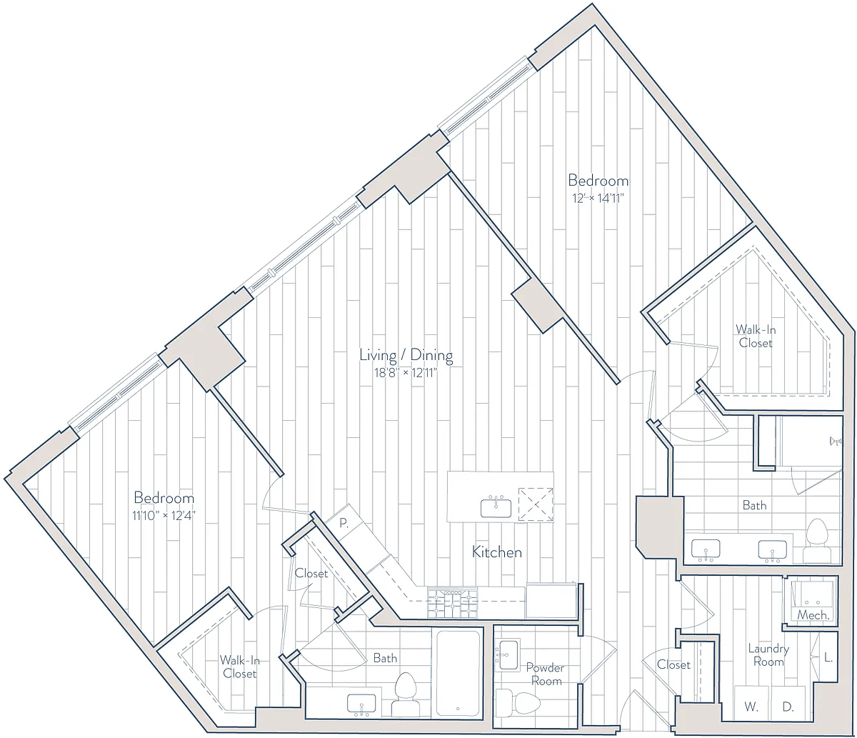 Floor plan 2 Bed/2.5 Bath-E7-3