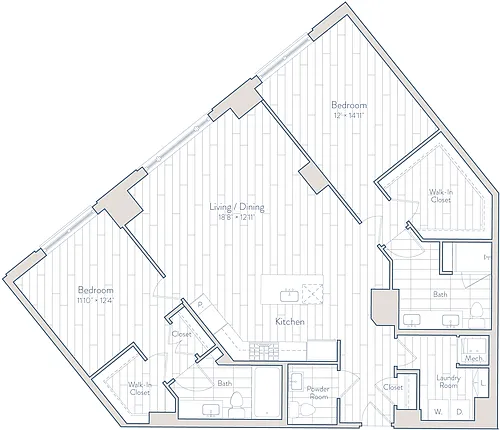 Floor plan 2 Bed/2.5 Bath-E7-3
