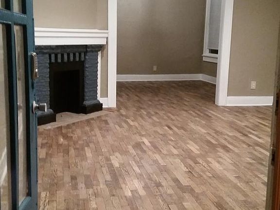 Living area looking through the front door.