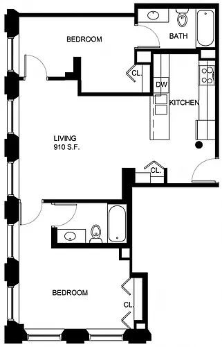 Floor plan 2 Bed/2 Bath-P B1