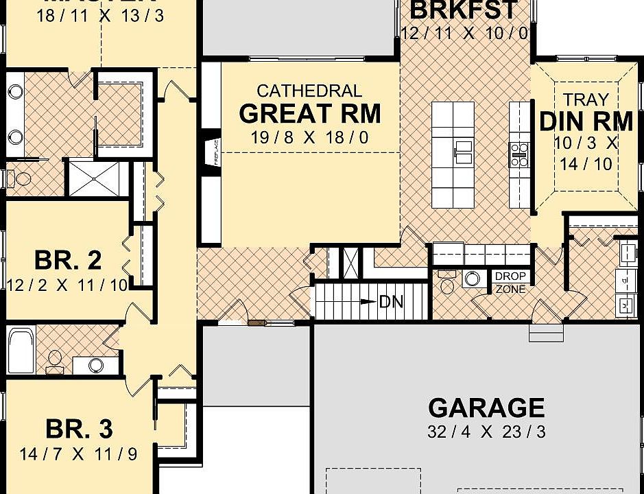 Optional 4th Bedroom or Office instead of Dining Room
