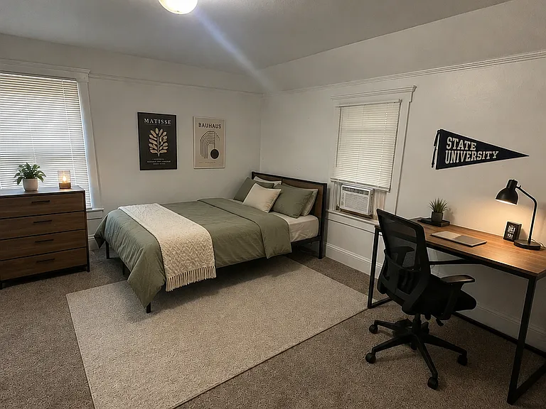 Bedroom 4 is the largest and has walk-in closet. This bedroom is on the 2nd floor.