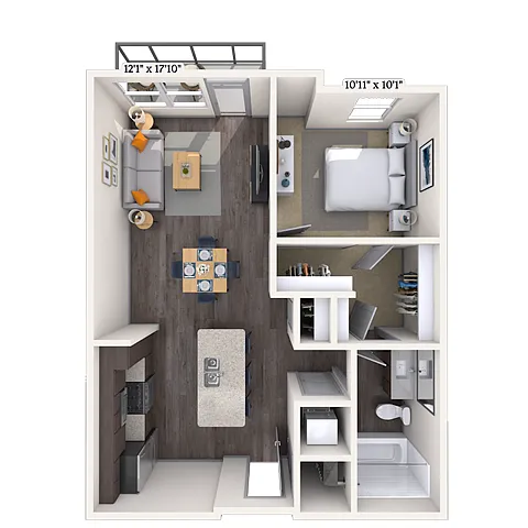 Floor plan Traditional 1x1 710 SF-FP