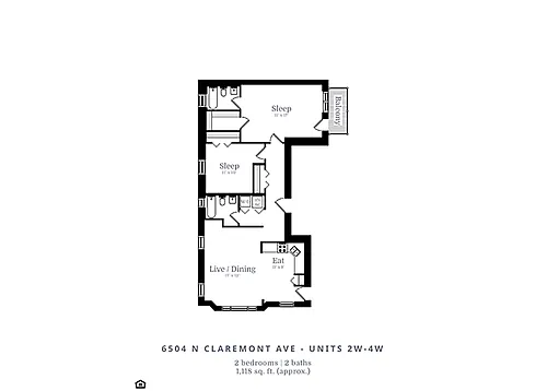 Floor plan 2 Bedroom | 2 Bath (C5)