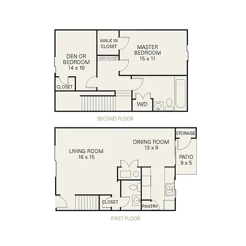 Floor plan 2 Bed/ 1.5 Bath TH