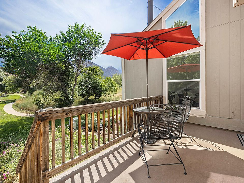 The view from the deck is hard to beat, looking out over grass, open space, and close by, the Flatirons.