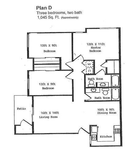 Floor plan Three Bedroom Two Bath