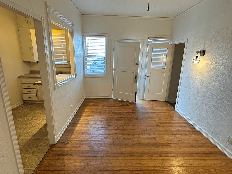 Living Room with kitchen window
