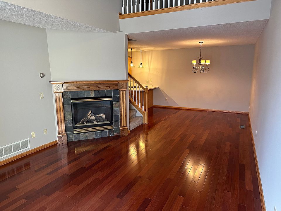Living room with gas fireplace and Dining Room