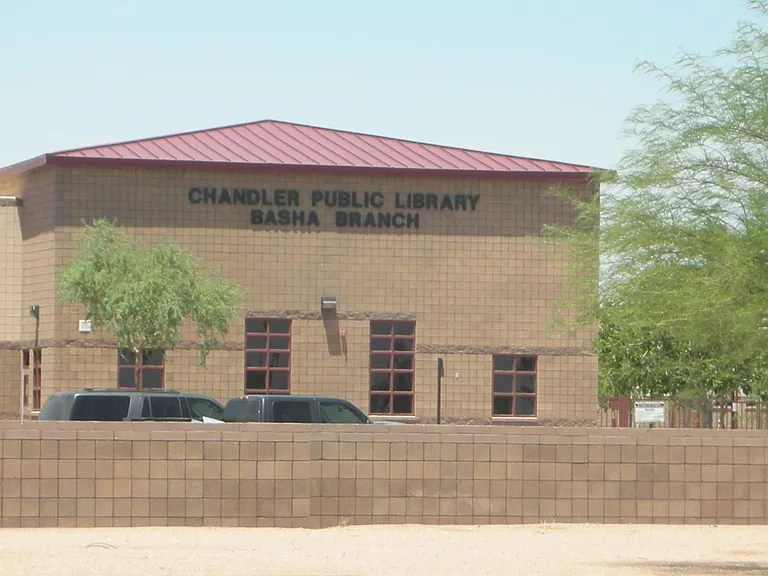 The Library is next to the High School and Mesquite Groves Aquatic Center