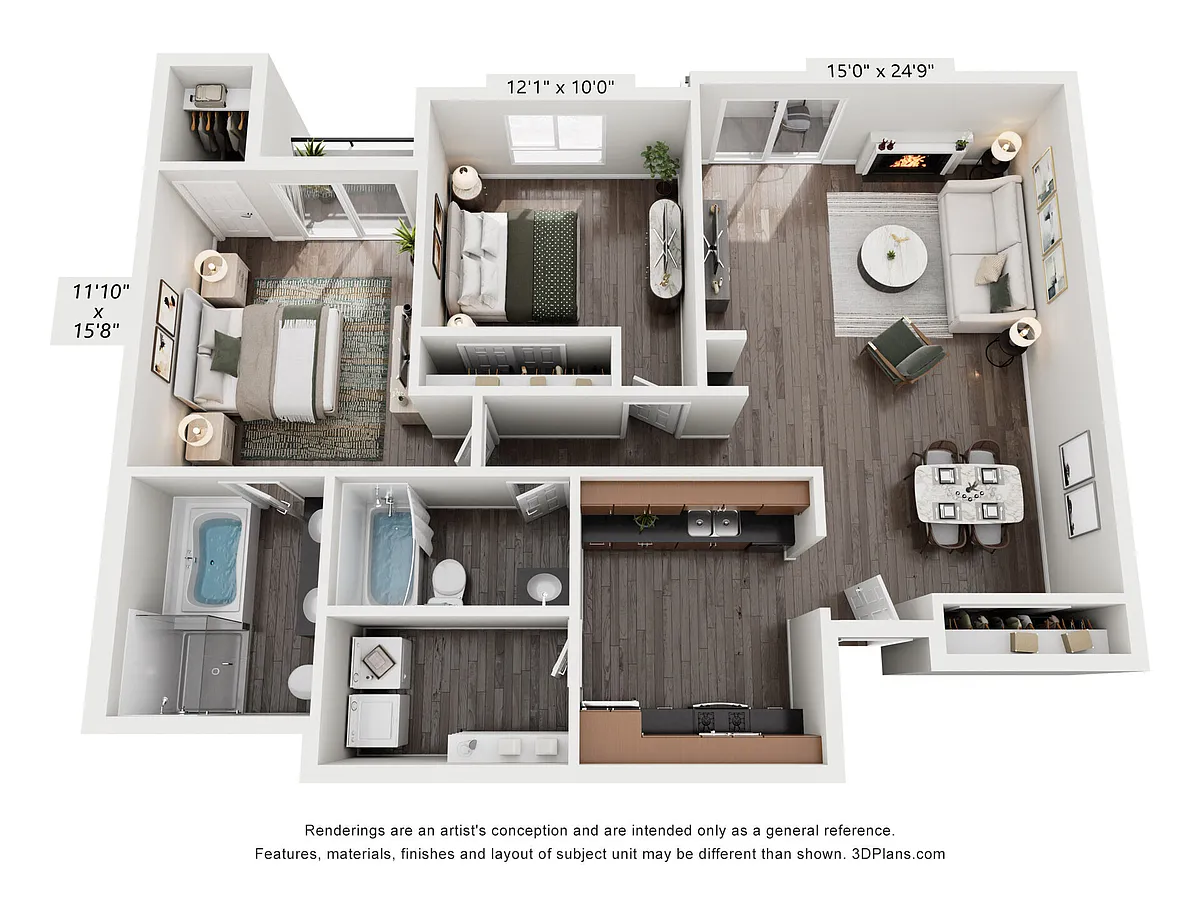Floor plan 2 Bed, 2 Bath G