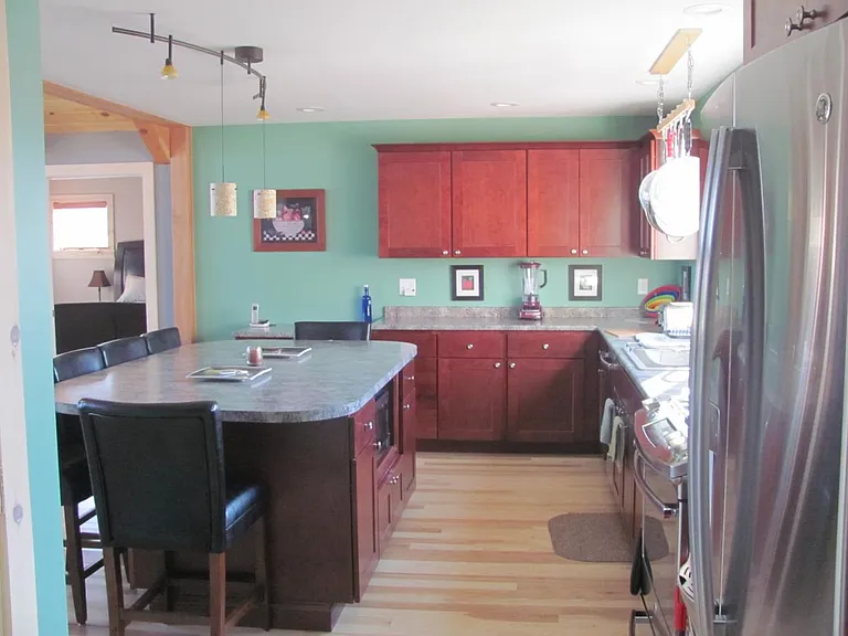 Then you turn to your right into the kitchen