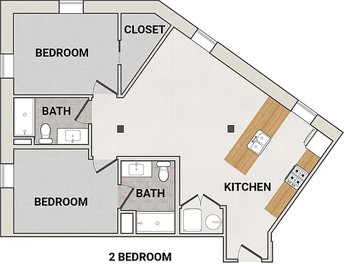 Floor plan 2 Bedroom - 2 Bathroom