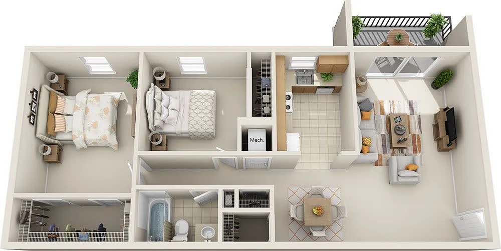 Floor plan 2 Bed 1 Bath | Renovated