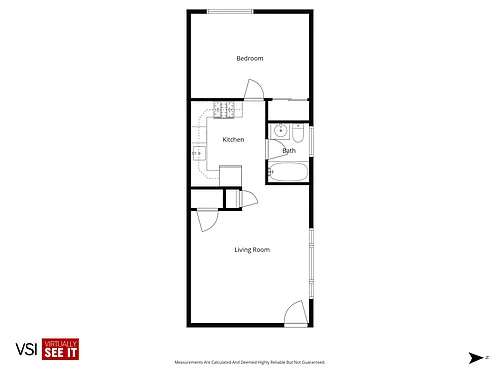 Floor plan 1 bedroom, 1 bath