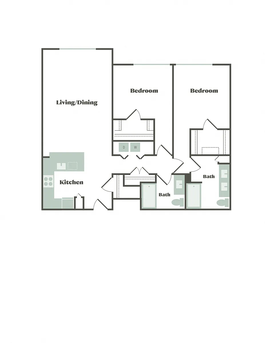 Floor plan 2 Bed/2 Bath E