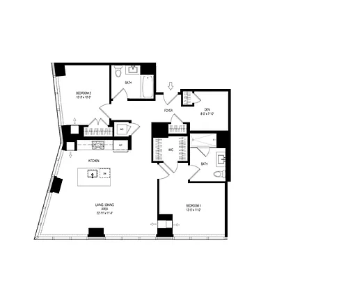Floor plan 100 Park 2 Bed 2 Bath