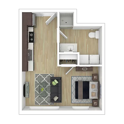 Floor plan Studio Workforce Housing Unit*