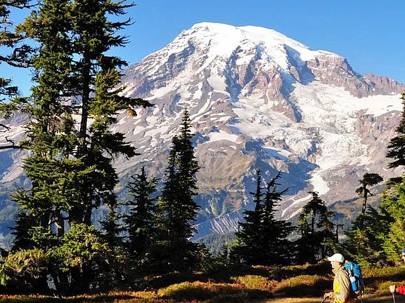 Couple Hiking Around Mount Rainier
