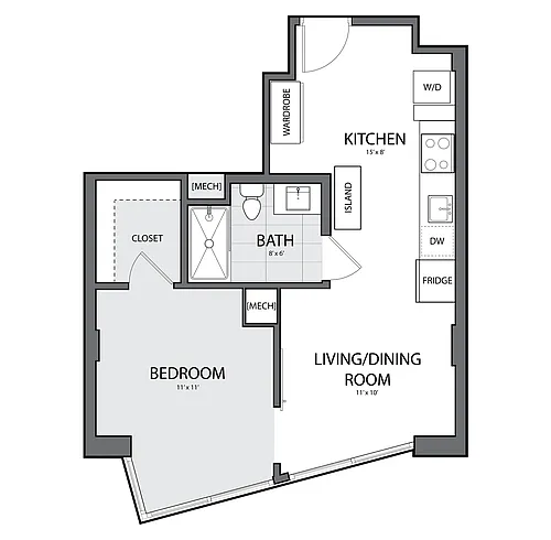 Floor plan 1 Bed/1 Bath-C-1B