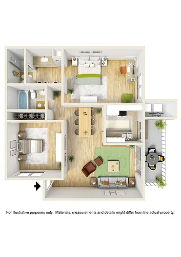 Floor plan Two Bedroom Two Bath