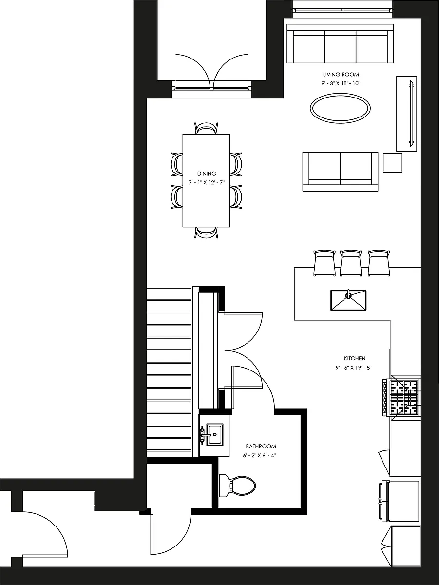 Floor plan TH4 - Two Bedroom Townhome