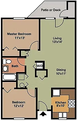 Floor plan 2 Bed 1 Bath