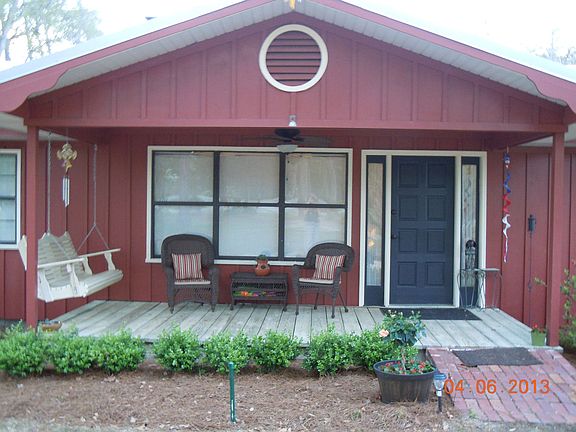 Close-up of front porch
