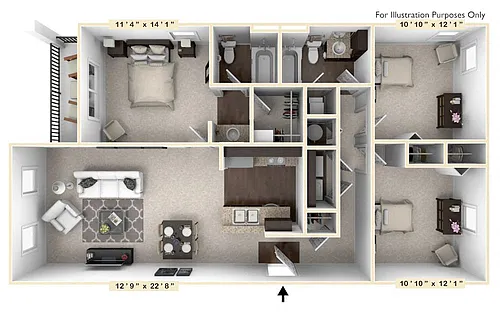 Floor plan The Augusta 3 BR 2 BA