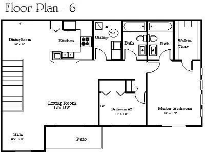 Floor plan 2 Bedroom with attached Garage