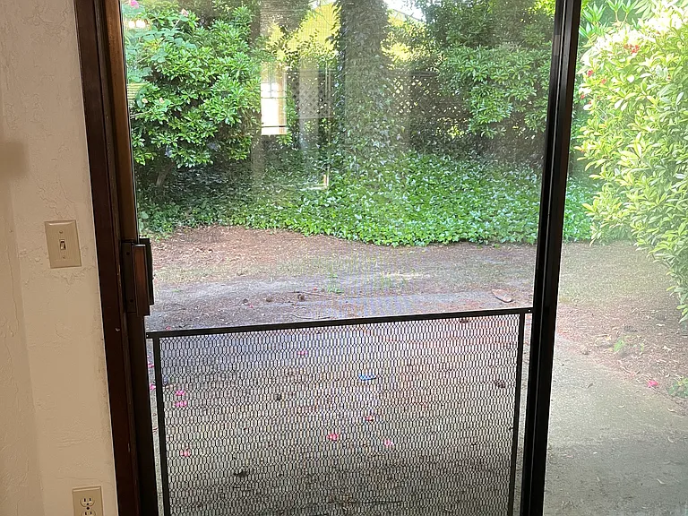 View of patio from living room.