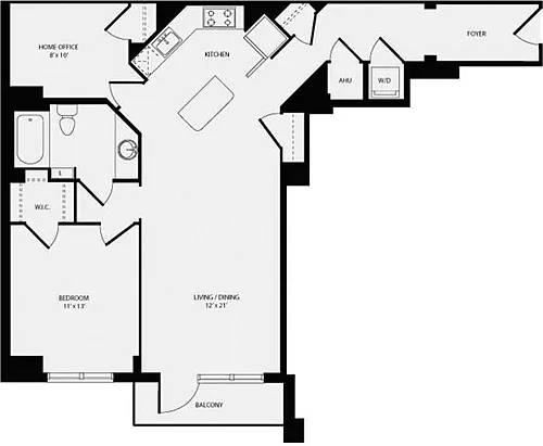 Floor plan 1 Bedroom EE