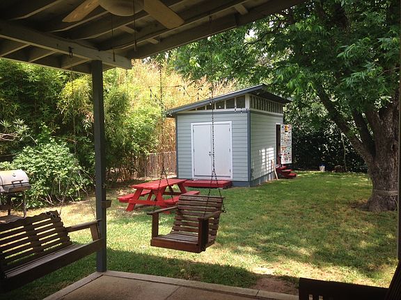 storage shed in back yard