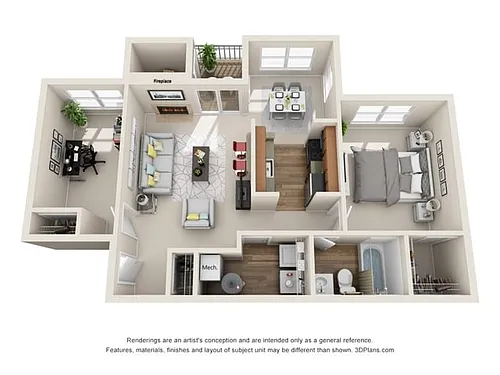 Floor plan Chesterfield Cup w/ Den 1x1