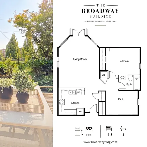 Floor plan 1 Bed plus Den