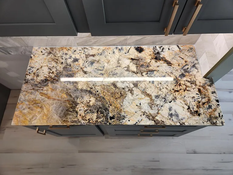 Granite kitchen countertops.