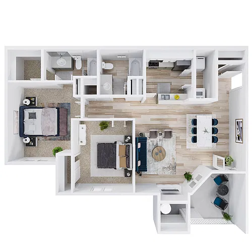 Floor plan 2 Bed 2 Bath A