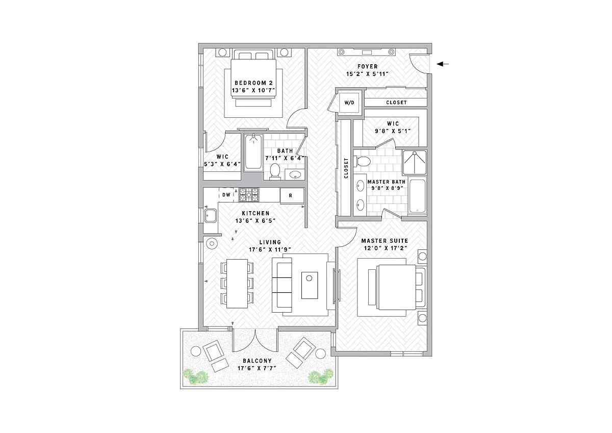 Floor plan B1 2 Bed