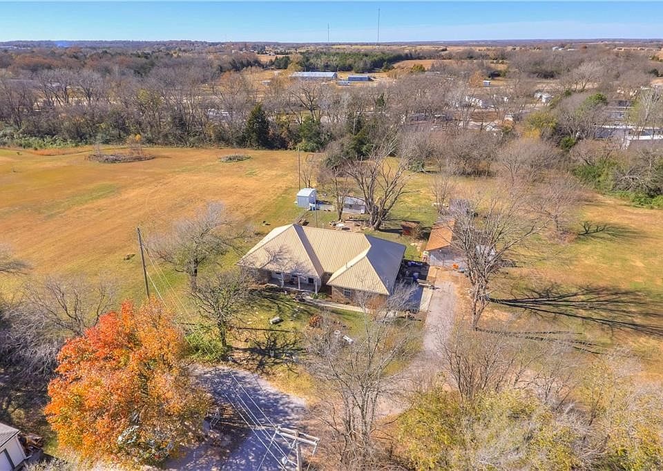Aerial view of the front of the home.