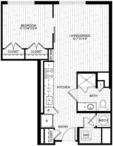 Floor plan 1 Bed/1 Bath-T_S01