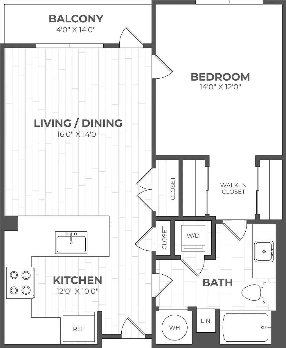 Floor plan 1 Bed/1 Bath-1F